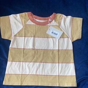 Striped Kids Shirt in Cream and Tan light green